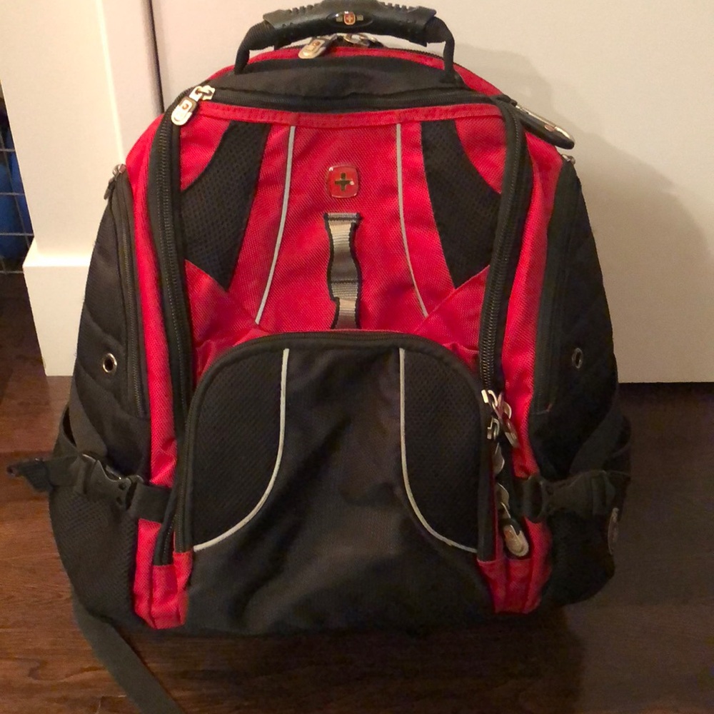Red Swiss army backpack